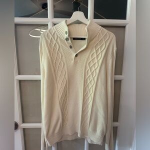 Nautica Cream Crewneck Sweater Textured Knit